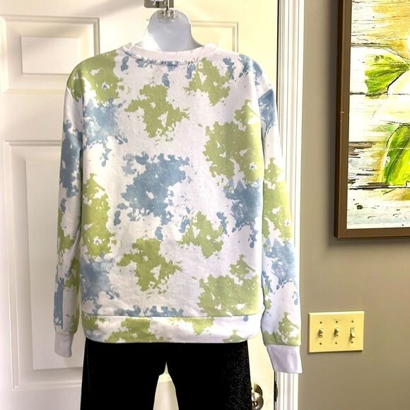 Just Be Green and Blue Tie Dye Soft and Comfy Crewneck Sweatshirt- Medium - Picture 4 of 7